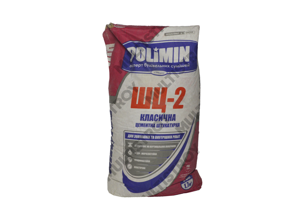Polimin ШЦ-2 25кг штукатурка цементная