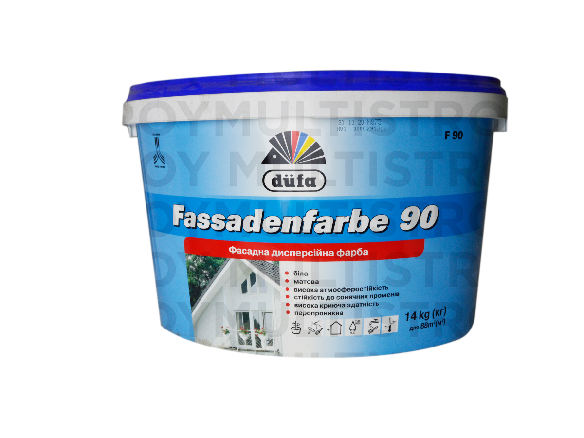 Краска акриловая Dufa Fassadenfarbe F90 мат белый 14 кг