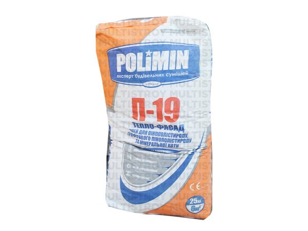Polimin П-19 Тепло-фасад клей для пінопласту та мінвати 25 кг
