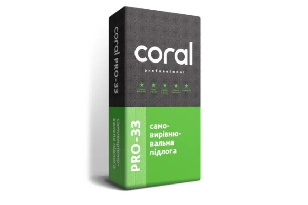 Coral Pro - 33 самовыравнивающийся пол 25 кг 3-15 мм