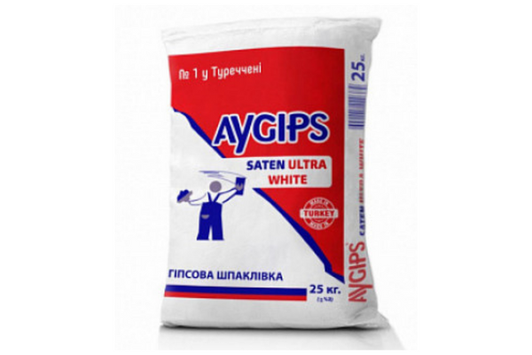 AyGips Saten Ultra White 25 кг гипсовая финишная шпаклевка