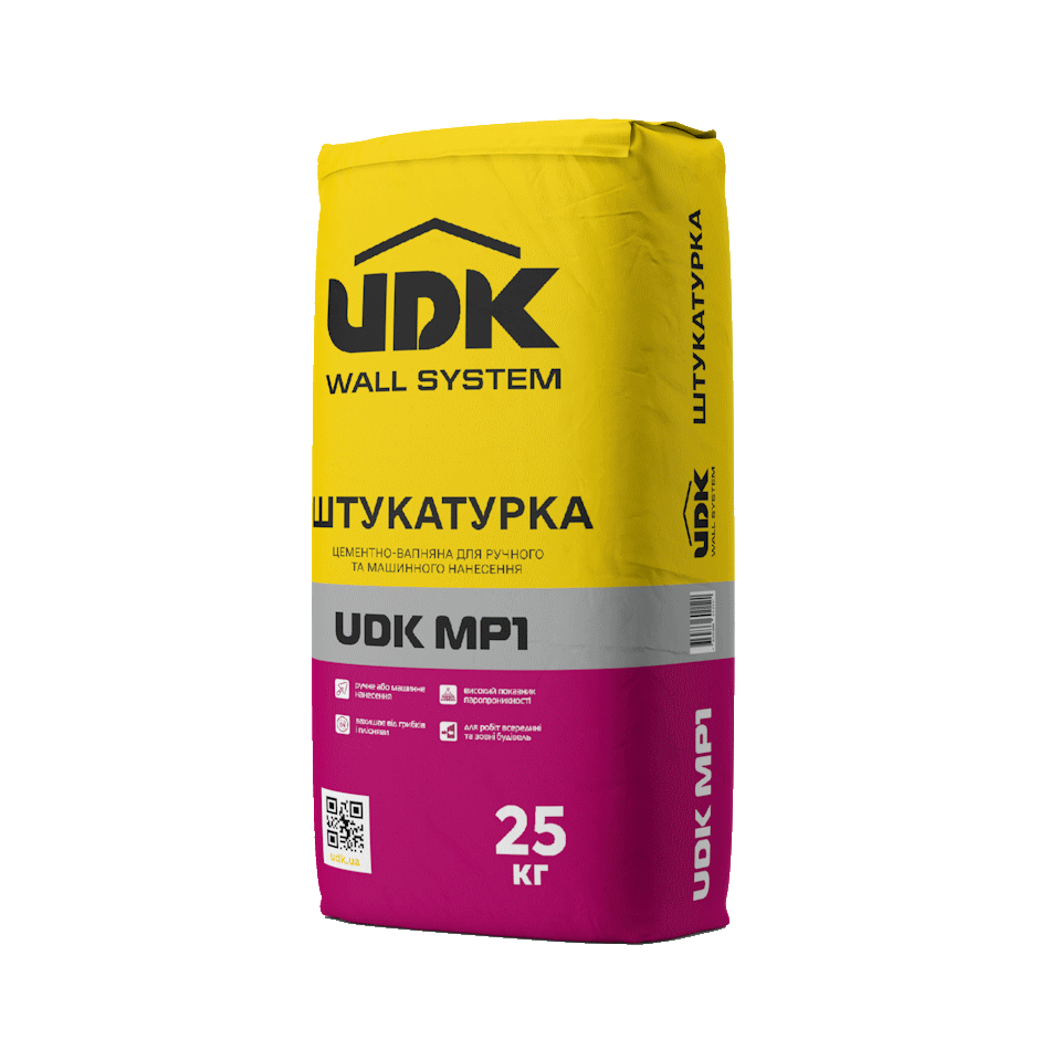 Штукатурка UDK MP1 цементно-известковая 25 кг