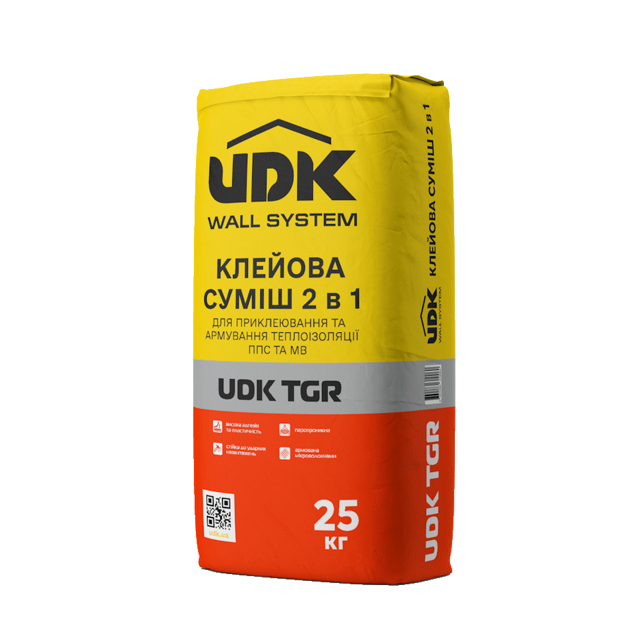 UDK TGR армуючий клей для полістиролу та мінвати 25 кг